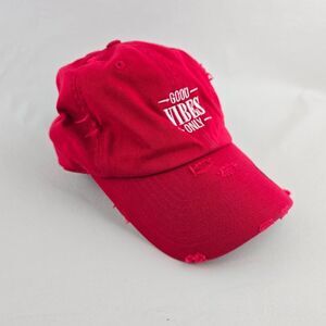KBETHOS Hat Mens OS Red Distressed Baseball Good Vibes Only Cap Strapback Light